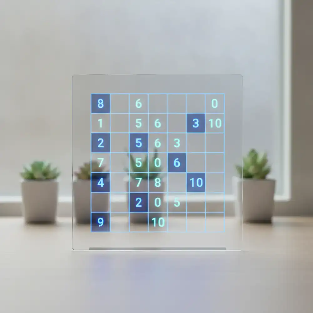 Tablero digital de Sudoku con acentos azules